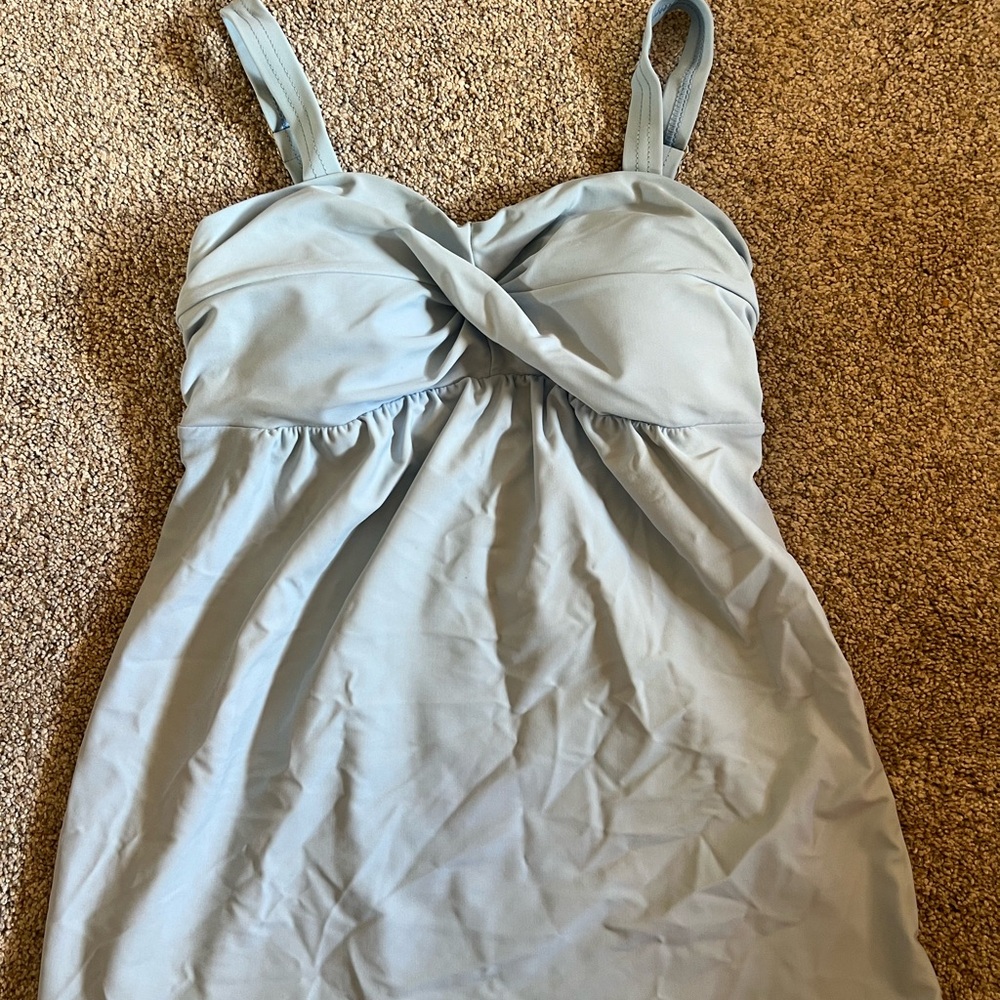 Light Blue Twist-Front Swim Top with padding and adjustable straps Small